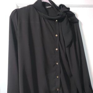 Black asymmetrical button blouse